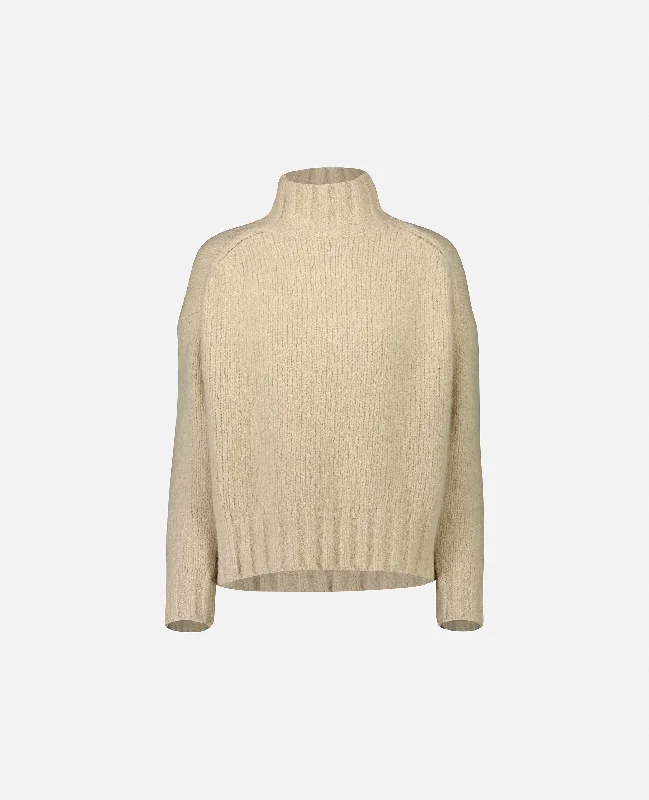 Stehkragen Pullover aus Cashmere-Mischung in Beige