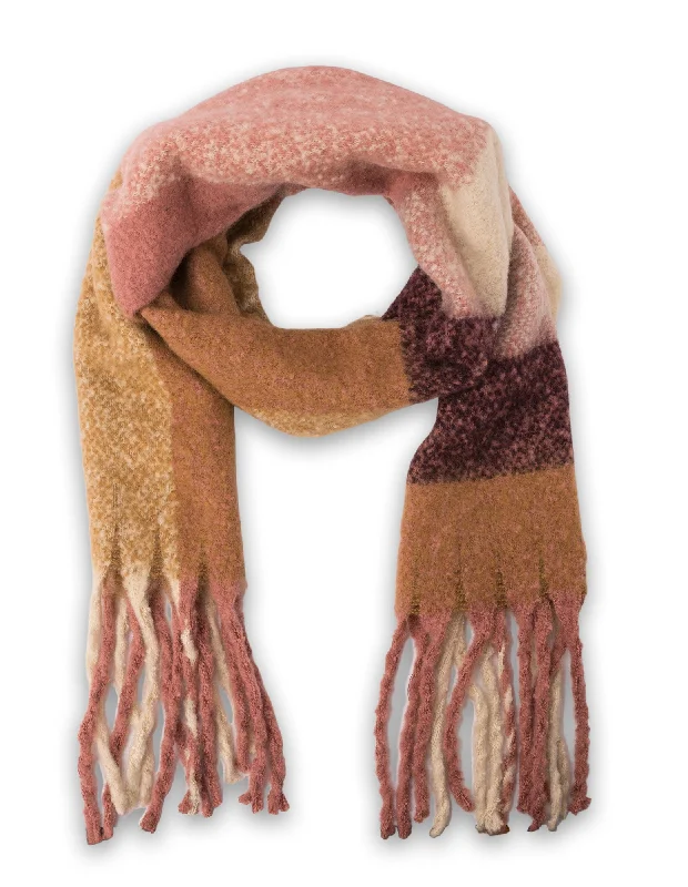 Mocha Big Block Scarf- Sunset