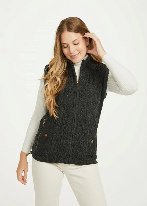 Ladies Gilet with Fleece Collar | Charcoal