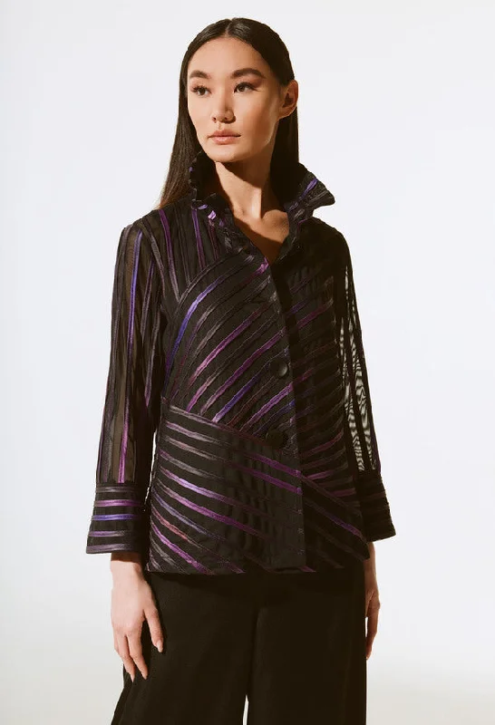 Striped High-Neck Jacket