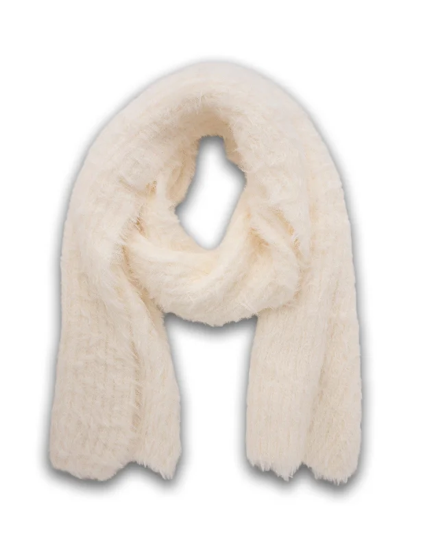 Mocha Fluffy Plain Scarf- Snow