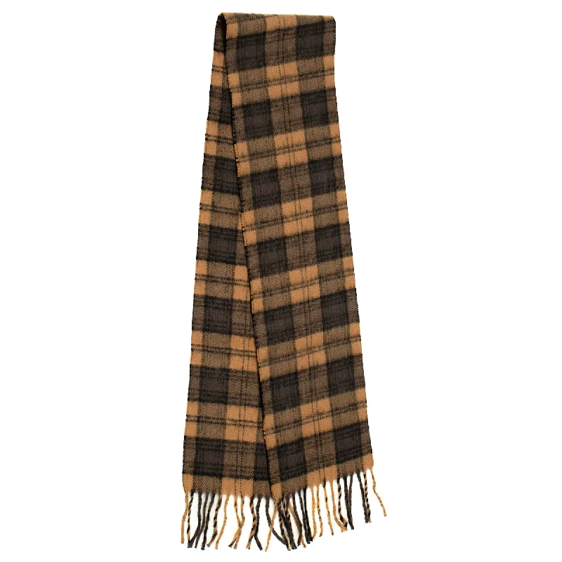 Unisex Wholesale Scarf in Brown Plaid Style - Bulk Case of 48