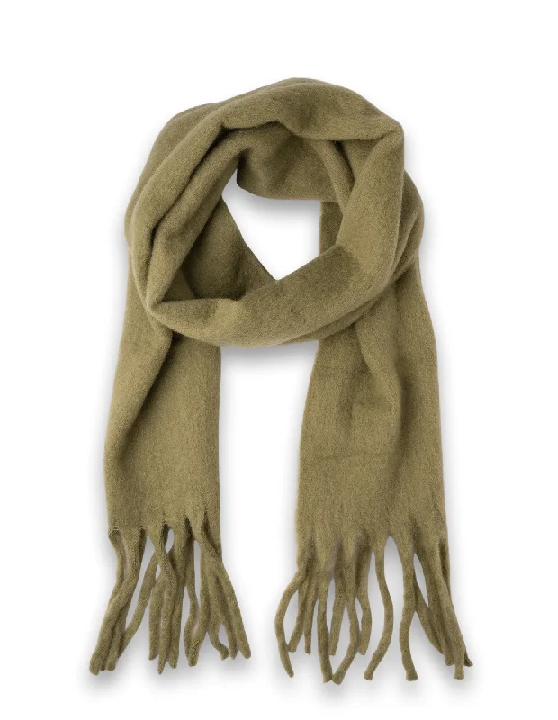 Mocha Tassel Winter Scarf- Green