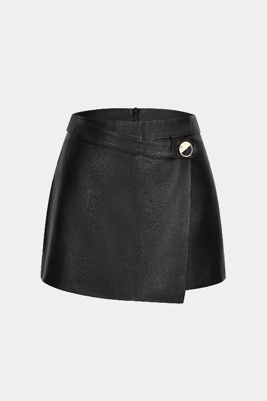 Faux Leather High Waist Skort