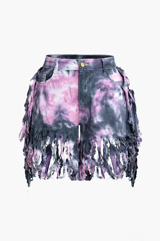 Tie Dye Fringe Shorts