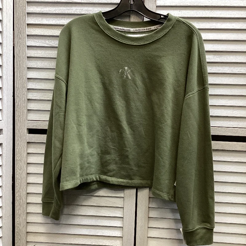 Athletic Sweatshirt Collar By Calvin Klein In Green, Size: L