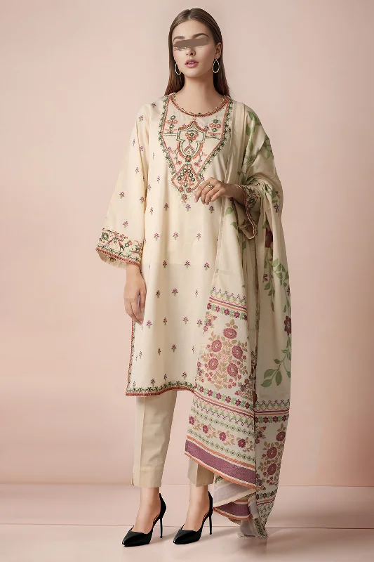 Embroidered Cotton Jacquard Stitched 3 Piece