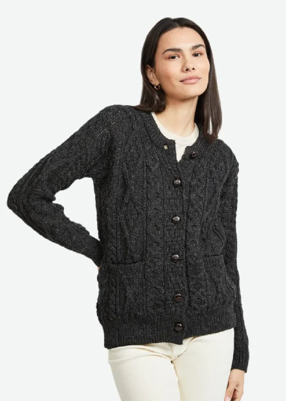 Inagh Ladies Aran Cardigan | Charcoal