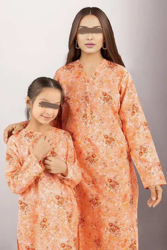 SAYA's Stitched Printed khaddar/Linen For Mom And Daughter