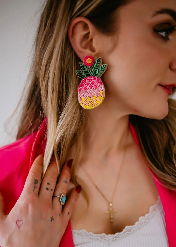 Pineapple Beaded Earrings