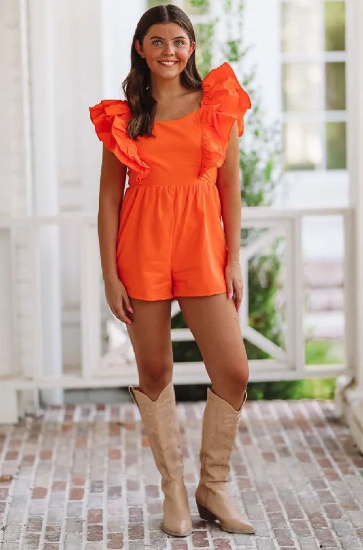 In the Stands Romper - Orange