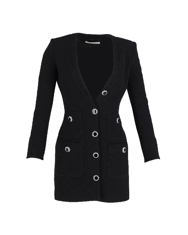 Alessandra Rich Blazer-Style Mini Dress in Black Wool