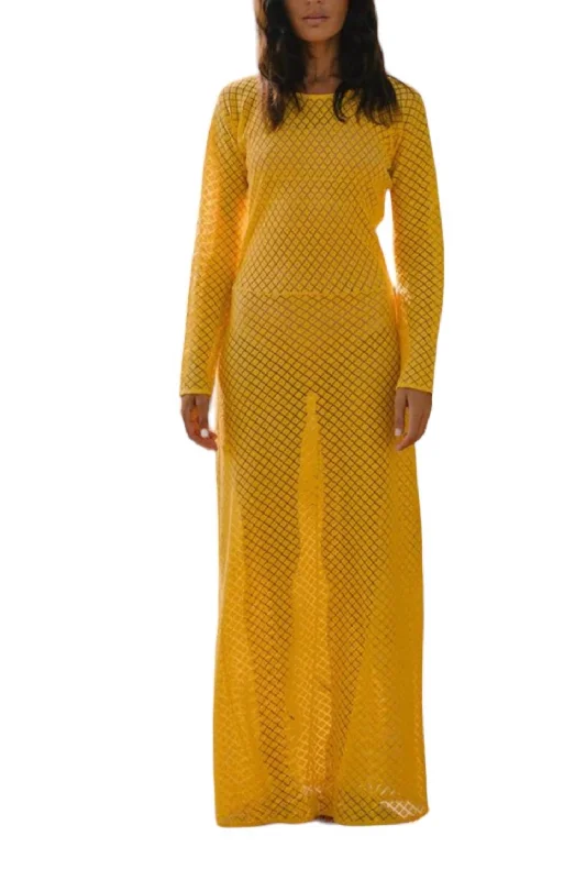 Barbara Lace Maxi Dress In Marigold