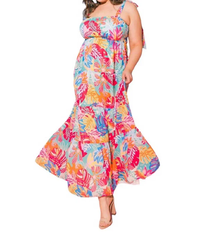 Beat The Heat Maxi Dress In Pink Blue