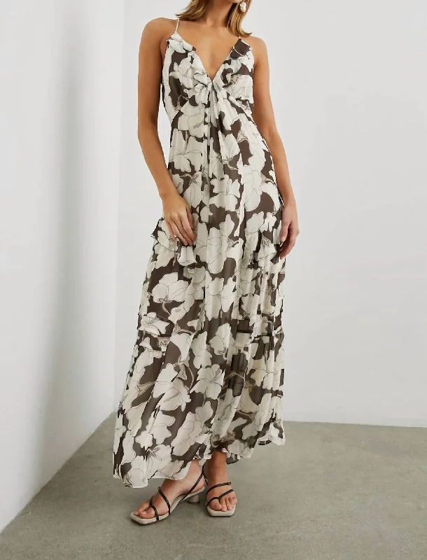 Boa Maxi Dress In Mocha Floral