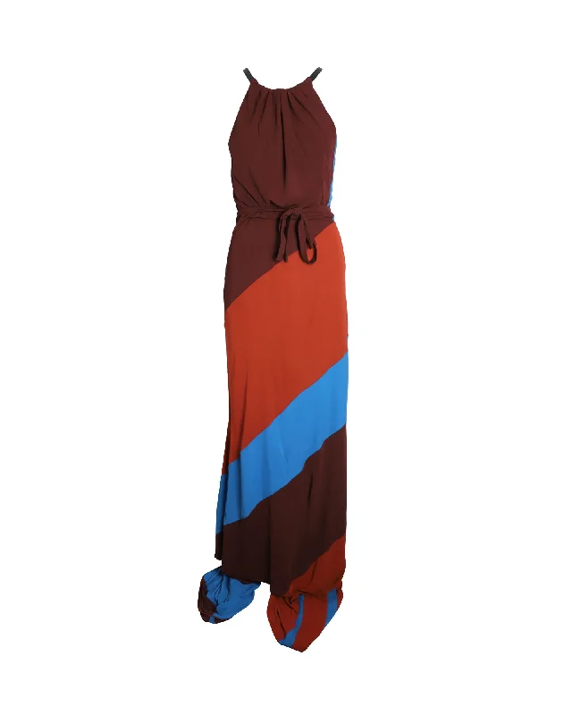 Bottega Veneta Asymmetric Maxi Dress in Multicolor Viscose