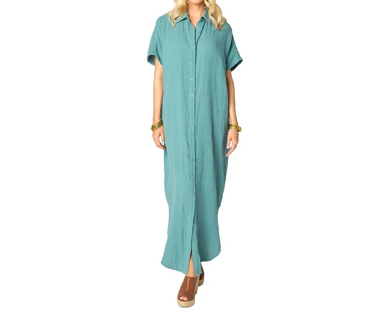 Carmen Kaftan Maxi Dress In Moss