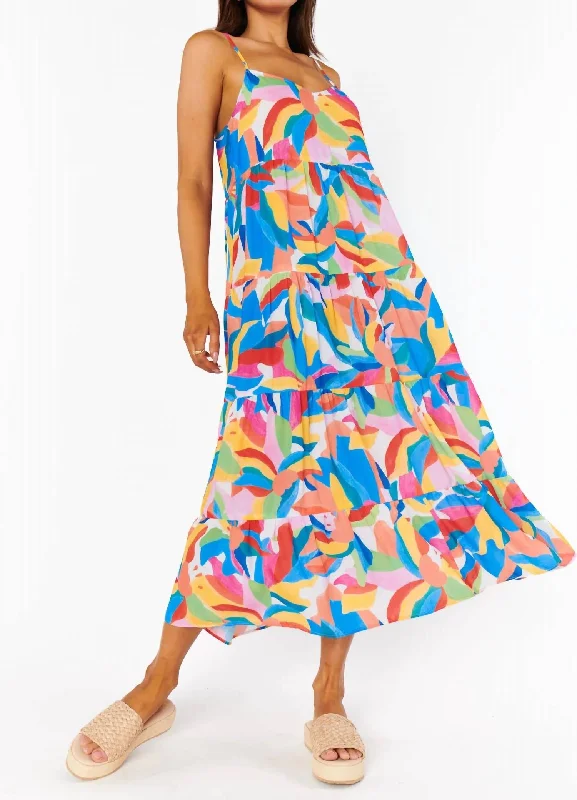 Caroline Maxi Dress In Rainbow Pop