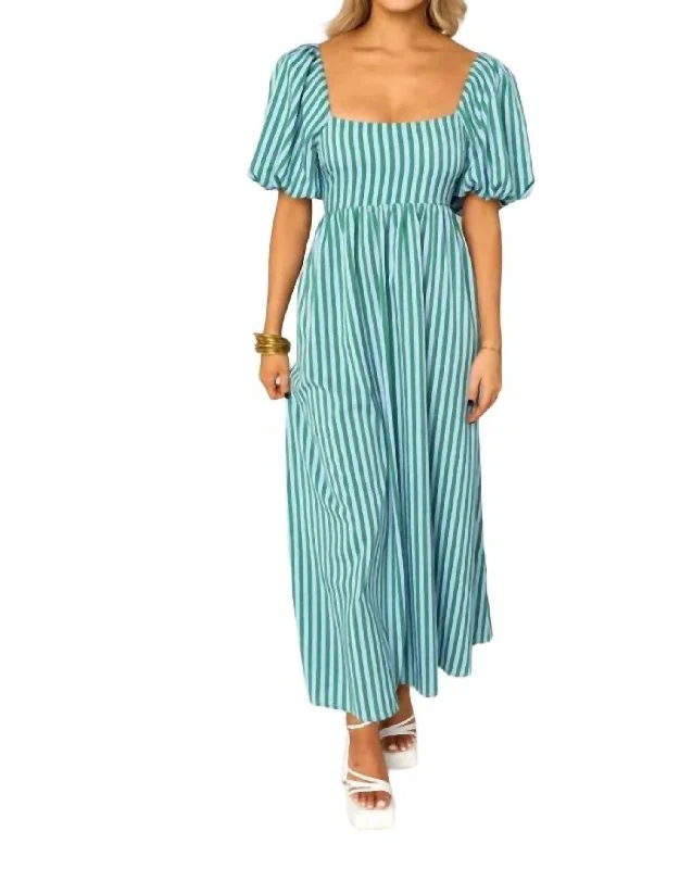 Delta Striped Maxi Dress In Cucumber Water