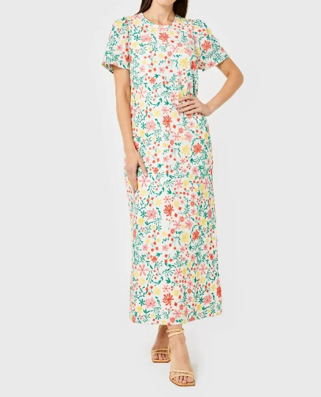 Elodie Embroidered Maxi Dress In Multi Floral