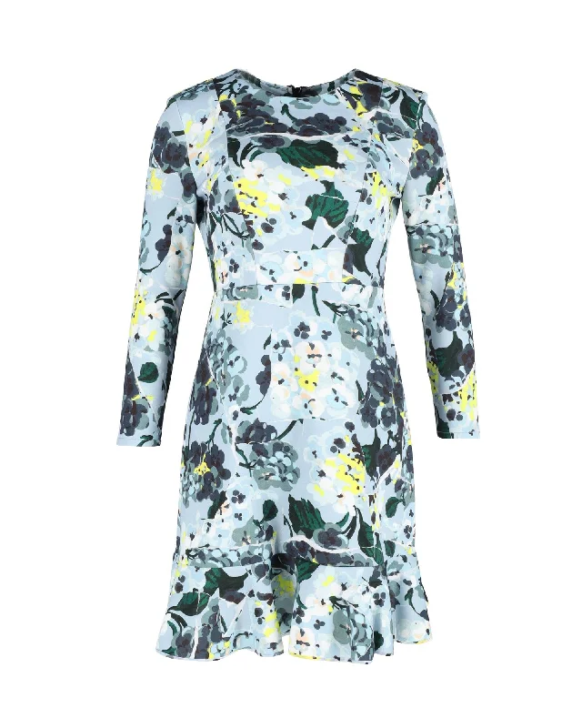 Erdem Judy Floral-Print Mini Dress in Blue Polyester