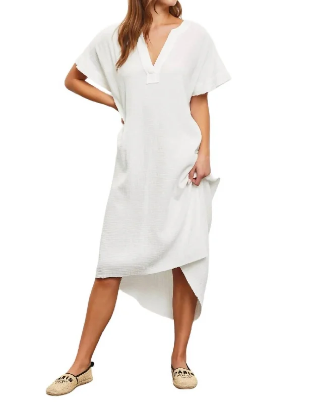 Gauze Maxi Dress In White