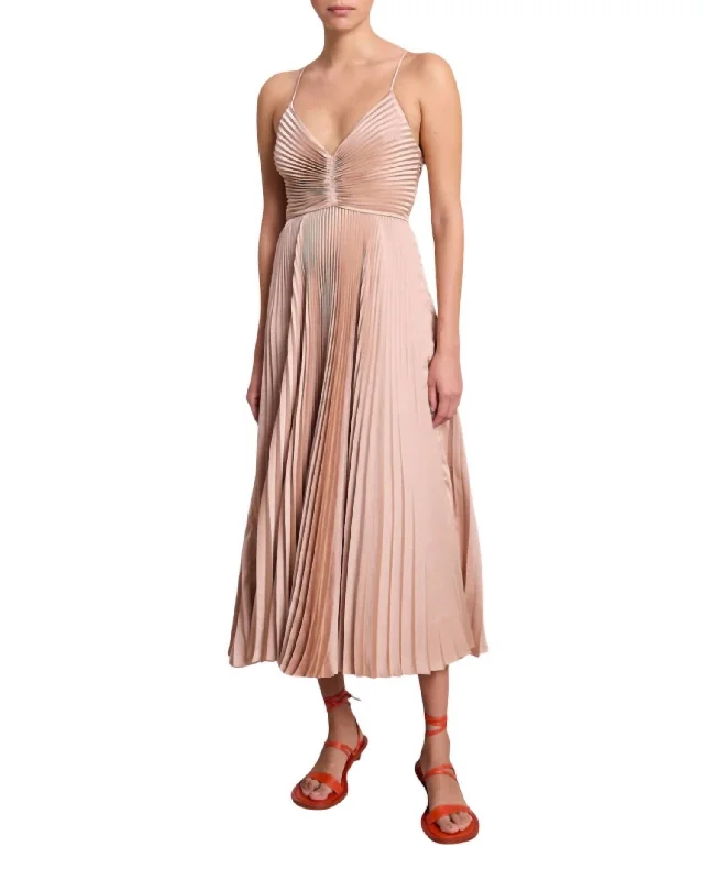 Gemini Satin Pleated Dress In Bella