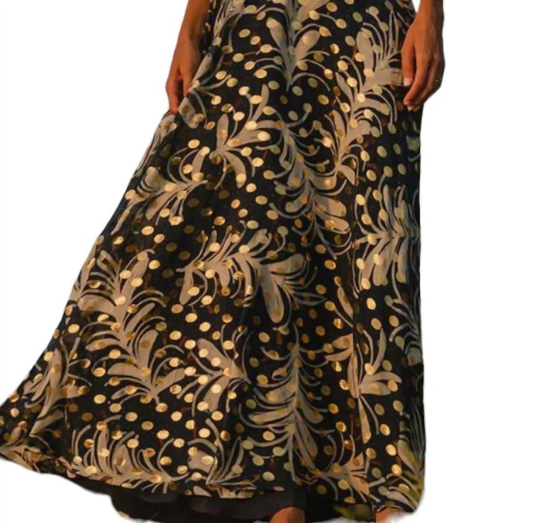 Gretchen Maxi Dress In Gold Leaf Indigo