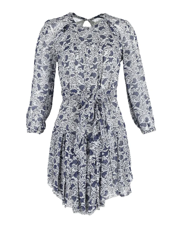 Isabel Marant Printed Mini Dress in Blue Silk