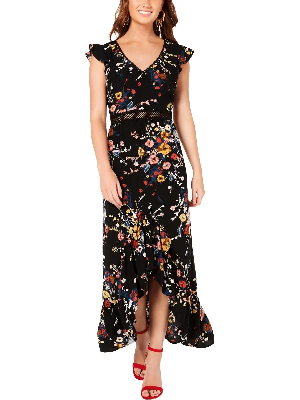 Juniors Womens Floral Open Back Maxi Dress