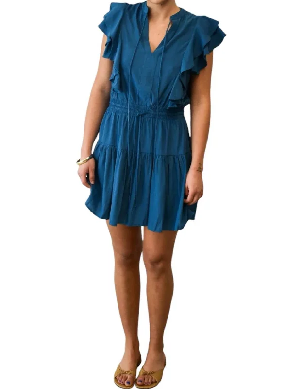 Karly Ruffle Mini Dress In Teal