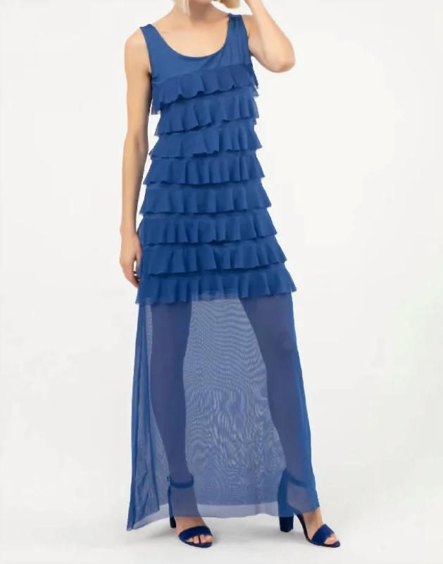 Mesh Maxi Cha Cha Dress In Azure Mesh