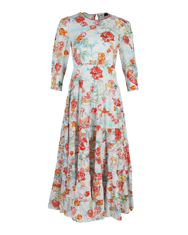 RIxo Kristen Tiered Ric Rac-Trimmed Maxi Dress In Floral Print Cotton