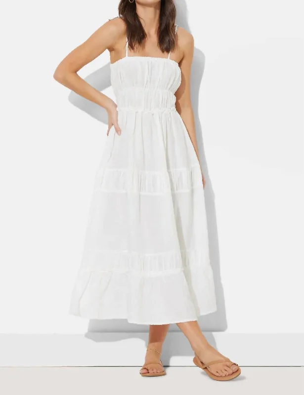 Solid Gauze Maxi Dress In White