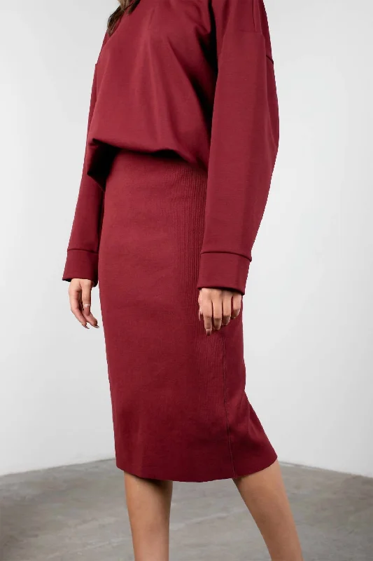 Tina Midi Skirt In Burgundy