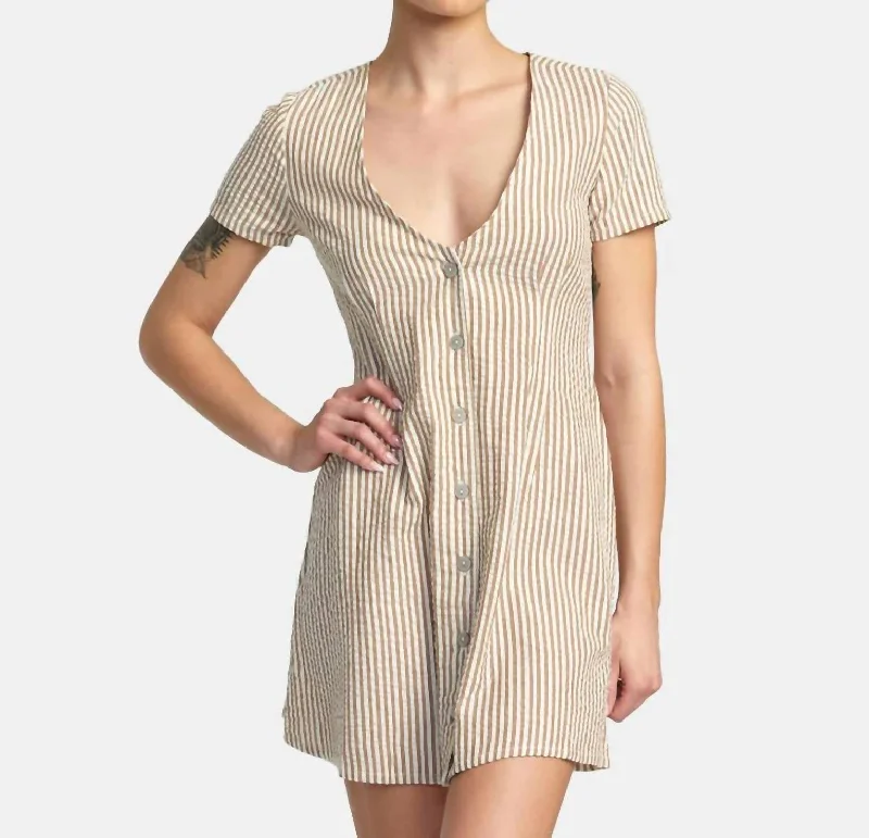 Understated Mini Dress In Brown,white