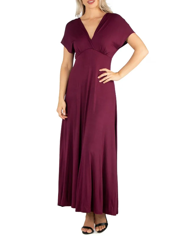 Womens Capped Sleeves Long Maxi Dress