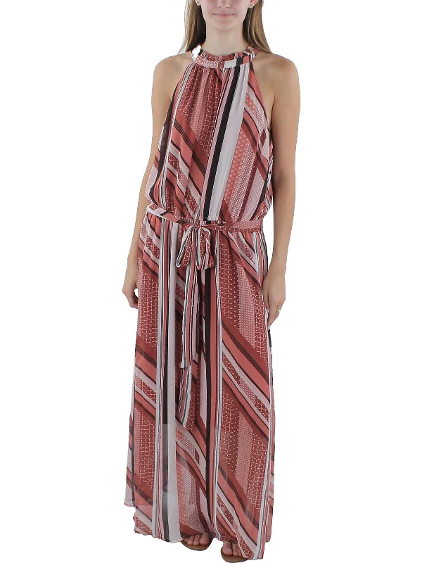 Womens Printed Chiffon Maxi Dress