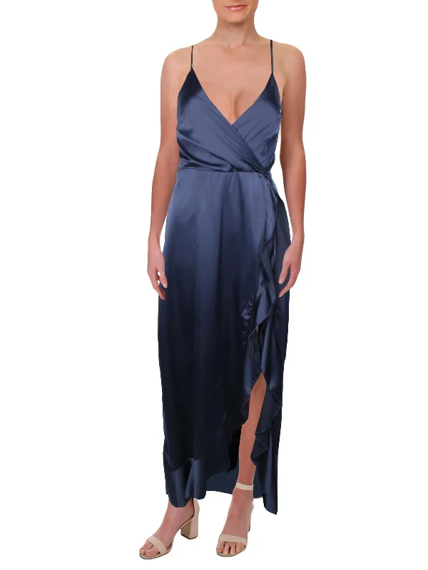 Womens Satin Maxi Evening Dress