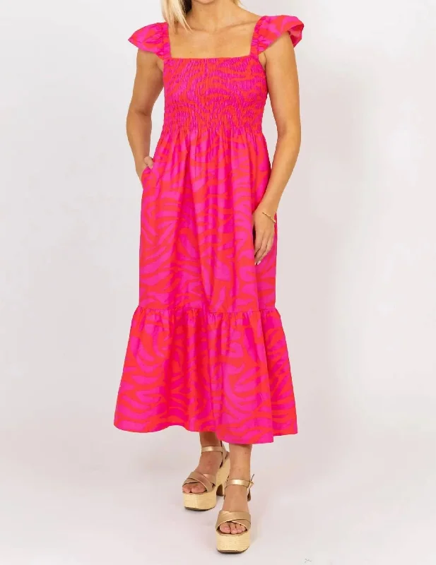 Zebra Maxi Dress In Pink