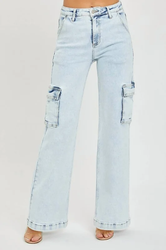 Destiny Cargo Jeans In Light Wash