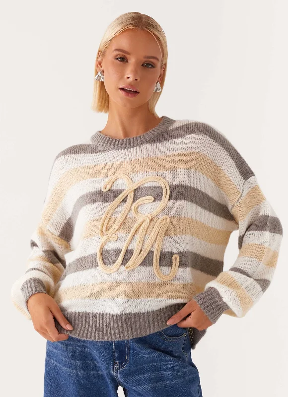 Main Character Oversized Knit Sweater - Stripe