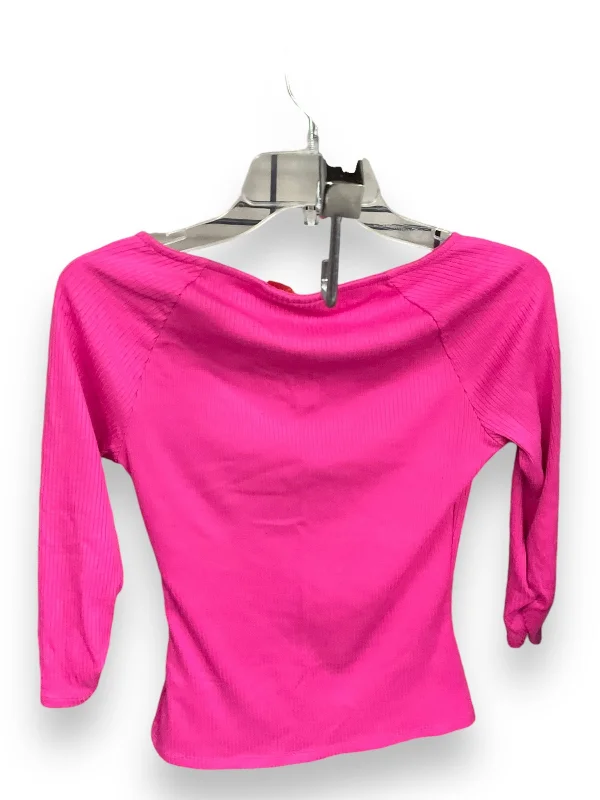 Top 3/4 Sleeve Basic By Jennifer Lopez In Pink, Size: S