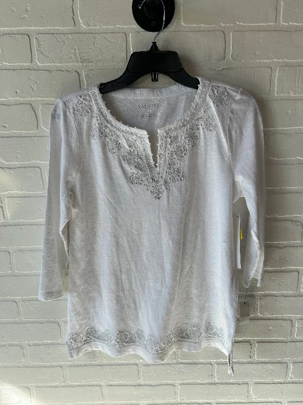 Top 3/4 Sleeve By Talbots In White, Size: Mp