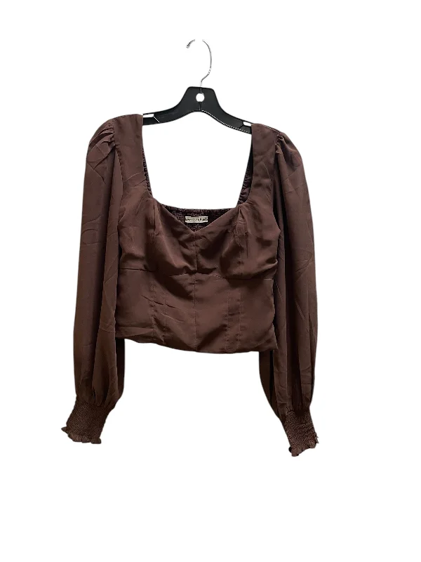 Top Long Sleeve By Abercrombie And Fitch In Brown, Size: M