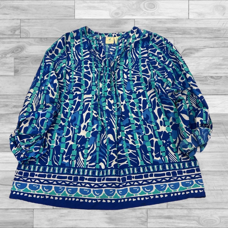 Top Long Sleeve By Caribbean Joe In Blue, Size: M