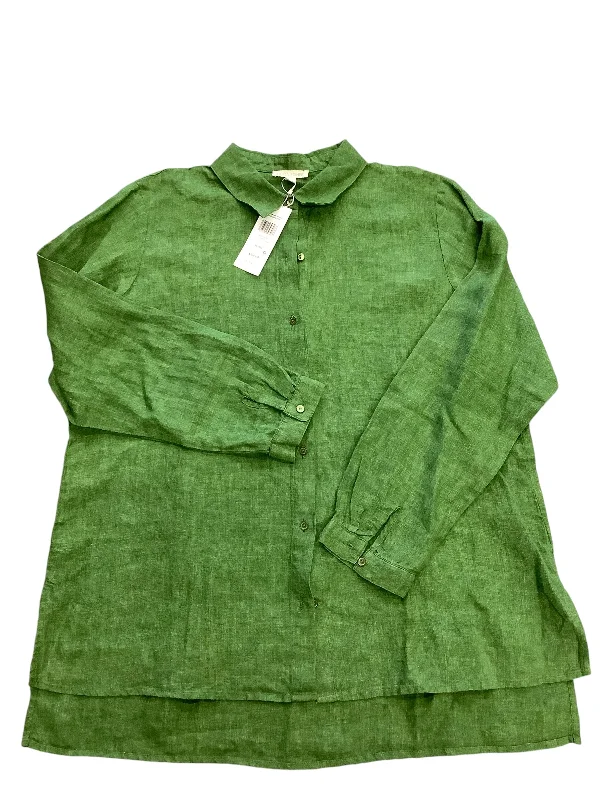 Top Long Sleeve By Eileen Fisher In Green, Size: L