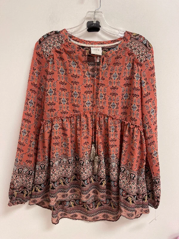 Top Long Sleeve By Knox Rose In Pink, Size: L