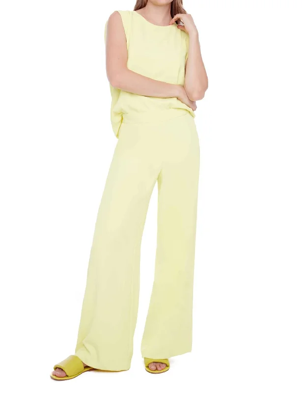 Fiona Vegan Silk Wide Leg Pant In Lime