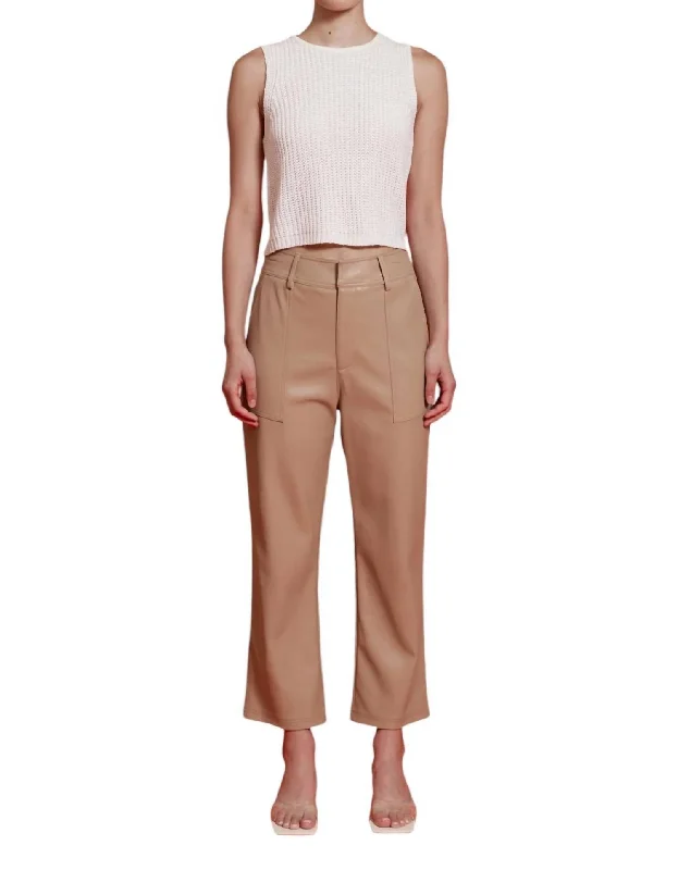 Haven Faux Leather Pants In Tan